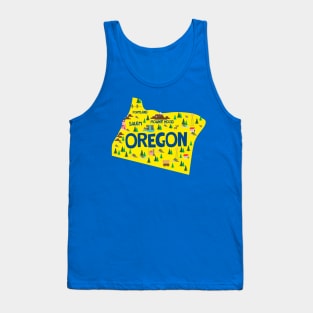 Oregon State USA Illustrated Map Tank Top